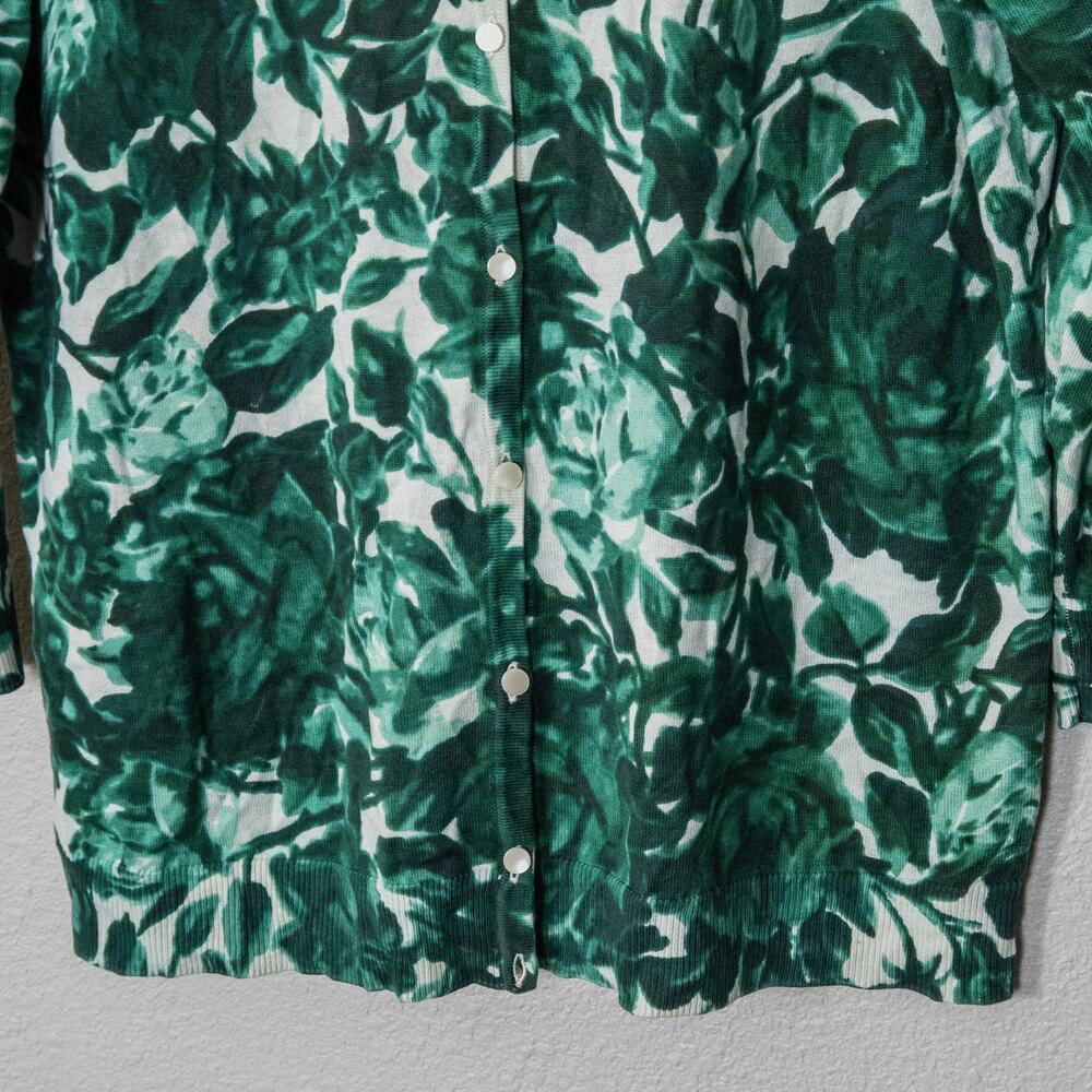 Talbots Women’s Blouse Green Floral Botanical Garden Prep Lightweight Knit Large - Picture 5 of 10